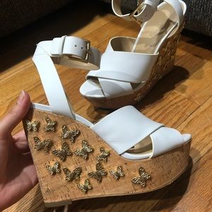 Michael Kors White leather butterfly wedges. 6.5.